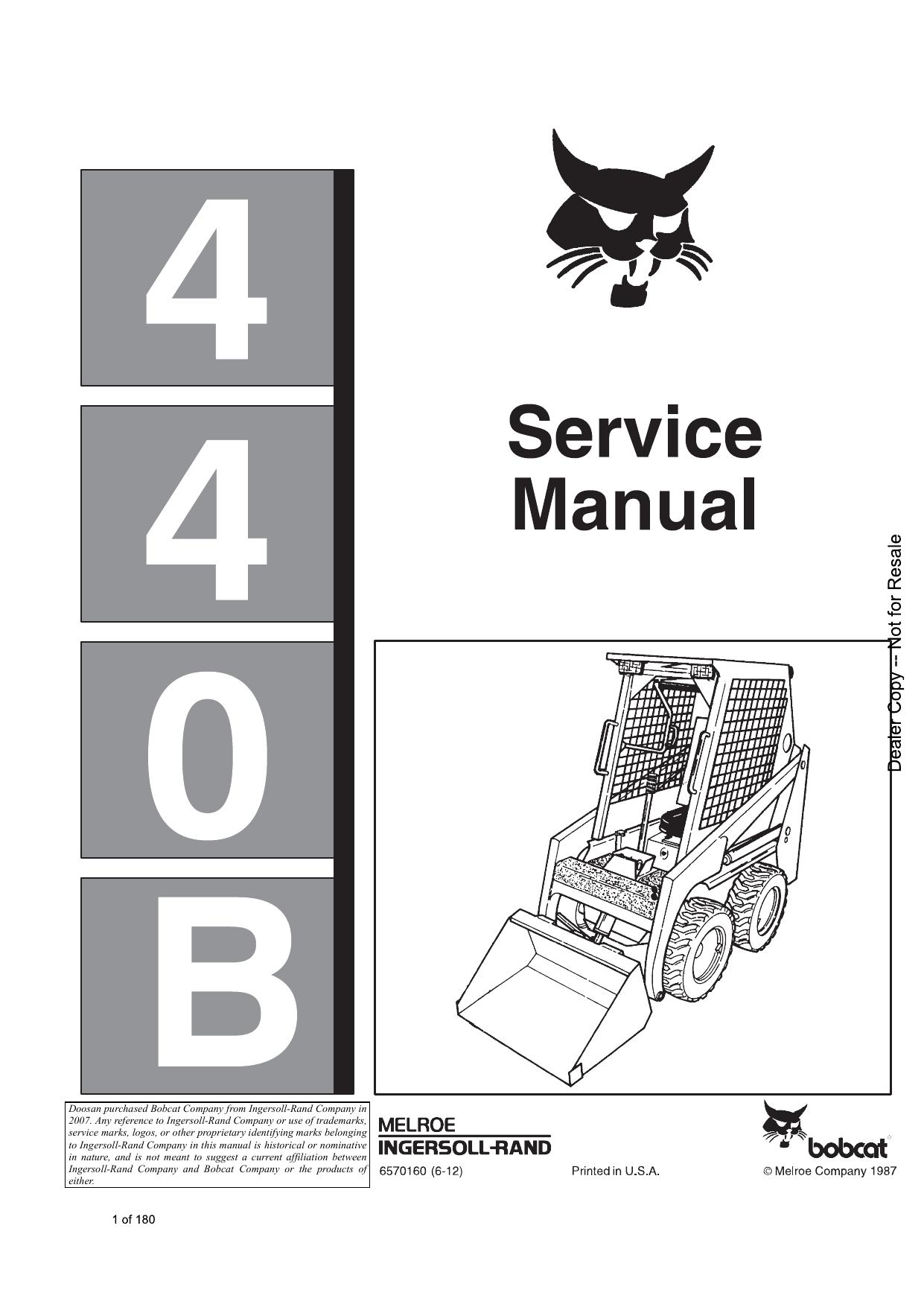 440B Loader Service Manual Bobcat